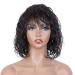 FASHION IDOL Bob Curly Human Hair Wig with Bangs for Black Women 10 Deep Wave Brazilian Virgin Human Hair Short Water Wave Wig 150% Density Natural Black 10 Inch (Pack of 1) Natural Black