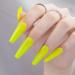 Jofay Fashion Fluorescent Yellow Long Coffin Press on Nails - 24pcs | Reusable Glossy False Nails with Glue for Women and Girls - Buy Online on GoSupps.com