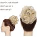 Golden & Bleach Blond Updo Ponytail Hair Extension | Messy Bun Scrunchie Curly Wavy Hairpiece for Women - 35g - Buy Online on GoSupps.com