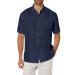 COOFANDY Men's Short Sleeve Linen Shirt Cuban Beach Tops Pocket Guayabera Shirts XX-Large 1 - Navy