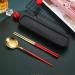 Stainless Steel Portable Tableware Chopsticks Spoon Set Three Piece Student Tableware Box Red - Buy Online on GoSupps.com