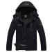 GEMYSE Men's Mountain Waterproof Ski Snow Jacket Winter Windproof Rain Jacket (Black,Medium) Black Large