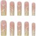 Justotry 24 Pcs White Swirl Diamond Pale Yellow French Press on Nails - Medium Acrylic Coffin Fake Nails for Women - Nail Art Designs - Includes Glue - Yellow & Wavy - Buy Online on GoSupps.com