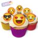 Holly Cupcakes 24 Fabulous Edible Pre-Cut Wafer Cake Toppers: Happy Emojis