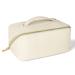 Aucuu Large Capacity Travel Cosmetic Bag for Women Girls PU Leather Waterproof Layered Storage Makeup Bag with Handle Portable Travel Organizer (White) #10 White-10