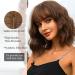 OUFEI Brown Curly Wig with Bangs - Short Wavy Synthetic Hair Heat Resistant for Daily Wear and Cosplay - 13in - Buy Online on GoSupps.com