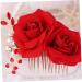 Angoily Flower Hair Comb Flower Hair Clip Flower Hair Accessories Garlands for Decor Floral Hair Clips for Women Bridal Hair Clip Tiara Rose Red Wedding Rhinestones Bride - Buy Online on GoSupps.com