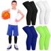 4 Pairs Kids Long Compression Boys Leg Sleeves Non Slip UV Protection Thigh Calf for Kids Boy Girl Youth Legs Sleeve Basketball Running Sport (Black  White  Blue  Green)