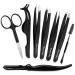 Donruby Tweezers Set  8 Pcs Professional Stainless Steel Tweezers  Precision Tweezer for Eyebrows with Great Precision for Eyebrow  Ingrown Hair  Splinter  Facial Hair Removal  Daily Beauty Tool