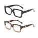 MMOWW 2-pack rectangular women's reading glasses-oversized anti-blue light glasses with a square frame (black + tortoise 2.0) Black + tortoise 2.0 x