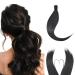 S-noilite Trendy 26"(66cm) Straight Wrap around Ponytail Clip in Hair Extension Strap Pony Tail Long Popluar Style Dark Black Dark Black 26 Inch