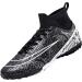 Vtasq soccer shoes men high top professional football shoes outdoor training shoes youthful athletics sport football game training sports shoes 46 EU black