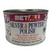 Met-all Silver sterlin Pewter Polish Instantly Shines Cleans Polishes Silverwares Trophies Antiques Cutlery Trays Flatware Decoratives Collectibles 16oz + XL Mircofiber Cloth