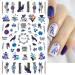 DIY Manicure Floral Cotton Flowers 3D Spring Design Blue Nail Sticker Butterflies(F-818) - Buy Online on GoSupps.com