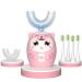 Kids Electric U Shaped Toothbrush Childrens Toothbrush with 6 Soft Brush Heads Automatic Sonic Toothbrush Rechargeable with 6 Cleaning Modes - (Age8-15 Pink)