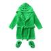 Baby bathrobes shoes set tonsee shower coat terry mantle morning coat with hood for girls boys nice caricature soft comfortable robe scarf bath fleece swimming with belt 0-6 months green
