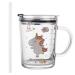Fzy.bstim Glass Tumbler Milk Cup with Silicone Straw and Lid Handle for Kids & Adult Heavy Glass Cup 400ml Water Mug with Scale Juice and Drinking Mug for Kids (unicorn)