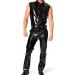 Latex 100% Rubber Uniform Wetlook Black Sleeveless Shirt And Pants Black Large Black L