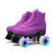 Roller Skates Outdoor Suede Quad Skates for Women and Men Purple 8 Women/6 Men