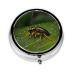 Insects On Leavesround Pill Box 3 Compartment Round Pill Box Organizer # Portable Travel Pill Box for Traveling. Black