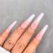 Brishow coffin artificial nails press on nails long wrong nails gradient nails to stick on ballerina acrylic 24 pieces for women and girls (a)