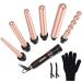 Bestope per curlstick with various attachments Set - 9-32mm curling wall ceramic curly iron with glove pink gold) rose gold 6 in 1