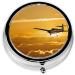 Aircraft Plane At Sunset Round Pill Box 3 Compartment Portable Travel Medicine Organizer | Mini Decorative Vitamin Holder - Buy Online on GoSupps.com