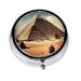 Dreaming of The Pyramids of Khufuround Pill Box 3 Compartment Round Pill Box Organizer * Portable Travel Pill Box for Traveling.