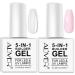 RSGRT Builder Gel for Nails 5 in 1 Gel Builder for Nails Strengthener UV/LED Nail Polish Gel for Nail Art Decoration Professional Manicure False Nail Builder Gel (Clear+Pink)