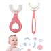 2Pcs Kids U- Shaped Toothbrush Manual Toothbrush Oral Cleaning Tools for Children Training Teeth Cleaning Whole Mouth Toothbrush 360 Oral Teeth Cleaning Design for Toddlers and Children (Pink)