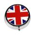 UK Flag Portable Metal Pill Box Round Mini 3-Compartment Plastic Insert hinged Fastening Design Suitable for Small Pills Must-Have for Travel