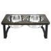Siooko Elevated Dog Bowls for Large Dogs Medium Small Sized Dog , Wood Raised Dog Bowl Stand with 2 Stainless Steel Dog Bowls, Dog Food Bowl and Dog Water Bowl Non-Slip Feet (7.7" Tall, 58 oz Bowl) 7.7"height_58 oz bowl