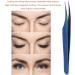 Blue Stainless Steel Curved Eyelash Tweezers for False Eyelash Extensions - Precision Beauty Tool | International Shipping - Buy Online on GoSupps.com
