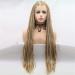 Lace front wigs synthetic long box braids wig for black women blonde micro braids wig baby hair heat resistant lace front wig 24 inches