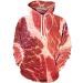 Bigfanshu Women's Fashion Unisex 3D Printed Raw Meat Pullover Long Sleeve Hooded Sweatshirt Tops Blouse Red - Buy Online on GoSupps.com