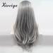 Xiweiya 24-Inch Long Gray Lace Wig | Heat Resistant Nature Wave Synthetic Lace Front Wig for Women - Soft Mermaid Hair Replacement - Buy Online on GoSupps.com