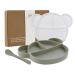 Silicone Baby Suction Plate Toddler Self Feeding Plates Children's Plate with Lid and Spoon Kid Divided Weaning Plate Dinnerware Set with Gift Box BPA Free & Dishwasher Safe Light Green