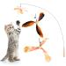 Pawaboo Interactive cat toys 35 "Catangel stable with 2 springs and flexible steel wire solid wood handle kitten magic wand cat toy for kitten cats orange
