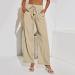 Gufesf Women's Cotton Linen Palazzo Pants with Pockets - Dressy Wide Leg Trousers in Summer Khaki (Medium) - Buy Online on GoSupps.com