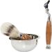NSNT Exquisit Men's Shaving Brush Stand Set - Luxurious 3-Layer Razor Blade Kit with Natural Stone Handle & Soap Bowl - Ideal for Grooming & shaving - 13x15cm Silver - Buy Online on GoSupps.com