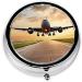Airplane Printed Mini Round Pill Box | 3 Compartment Travel Pill Organizer | Portable Medicine Case for Home & Office Use - Buy Online on GoSupps.com