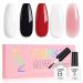 AILLSA Nude Gel Nail Polish Set Jelly Pink Milky White Black Red Gel Polish with Base and Top Coat Classic Popular Color All Season Soak Off U V L ED Manicure Art Salon DIY at Home 7Pcs 8ML Black White
