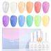 Perfect Summer Jelly Gel Nail Polish Set - Makron 12 Colors Transparent Gel Polish Red Blue Nude Jelly Nail Polish Soak Off Nail Gel for Manicure Salon  12ml