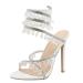 XTZYGLFD Summer Luxury Rhinestone Ankle Wrap Women Stiletto Heel Sandals Strap Heels For Women Sandals White 4.5 UK Narrow