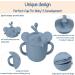 Elephant Silicone Sippy Cup | Transition Straw Cup for Babies 6m+ | 3-in-1 Training Cup with Cleaning Brush | BPA Free | Microwave & Dishwasher Safe | 7oz Bluestone - Buy Online on GoSupps.com