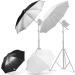 4 Pack Photography Umbrella Lighting Kit - Black & Silver Reflectors, White Soft Translucent Umbrellas - Studio/Outdoor Photo & Video Lighting Accessories - Buy Online on GoSupps.com