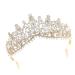 Minkissy Women's Tiara with Comb | Crystal Crown Headband for Bridal & Princess | Elegant Gold & White Rhinestones - Buy Online on GoSupps.com
