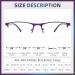 FONHCOO Halbrand Reading Glasses for Men & Women - Stylish Visual Aid with Blue Light Filter | Seniors' Semi-Glasses in Purple Blue & Gray - 4.0x Magnification - Buy Online on GoSupps.com