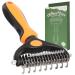 SLFEHHA Pet Grooming Brush - 2 Sided Shedding and Dematting Undercoat Rake Comb for Dogs & Cats, Gently Removes Loose Undercoat, Mats & Tangled Hair, Yellow and black