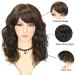 WIGNEE Natural Wave Ombre Brown Curly Bob Wig with Bangs - 14 Inch Shoulder Length Synthetic Wig for Black Women with Mixed Brown Highlights - Buy Online on GoSupps.com